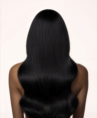 Wavy Black Hair From Back on Dark Skin Model &ndash; Voluminous Shine Studio Shot