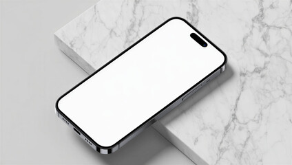 Smartphone Mockup Blank White Screen Marble Stone Block