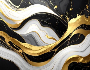 Abstract swirling marble design with gold accents