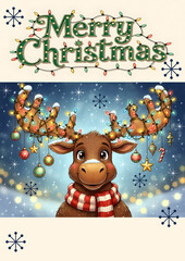 Moose Christmas Card 