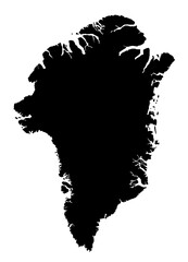 Vector illustration of Greenland map, country in Europe, black and white silhouette
