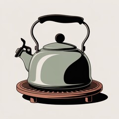 Tea Kettle On Trivet featuring a tea kettle placed on a trivet, created as a calm neutral scene for healthy eating, diet and lifestyle visuals without distracting from main content.