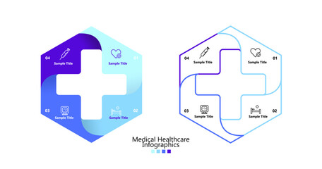 Vector plus infographic, medical diagram, healthcare graph, hospital presentation, emergency chart. Medicine doctor logo. Concept with 4 options, parts, steps, processes. venn diagram medical 