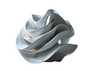  Layered Wavy Geometric Sculpture on Neutral Gray Background