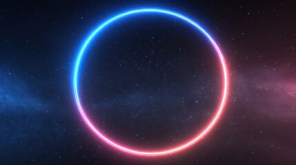 Vibrant Luminous Circle with Gradient Glow in Dark Starry Nebula Backdrop Generative Art