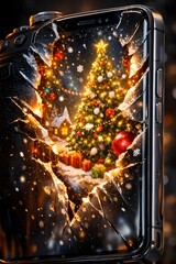 Breaking Screen Christmas Mobile Wallpaper