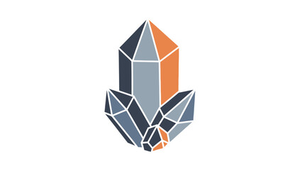 Geometric Crystal Cluster Icon with Orange and Blue Tones