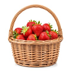 Fresas frescas rebosando de una cesta de mimbre