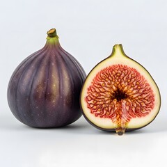 Higos frescos con un corte abierto que muestra el interior jugoso y las semillas.