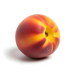 Melocot&oacute;n maduro vibrante con piel amarilla y roja sobre fondo blanco