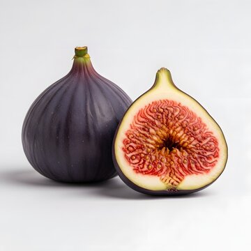 Higos frescos con un corte abierto que muestra el interior rojo