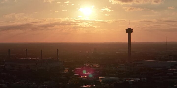Vibrant Downtown San Antonio Skyline Silhouette at Sunset
