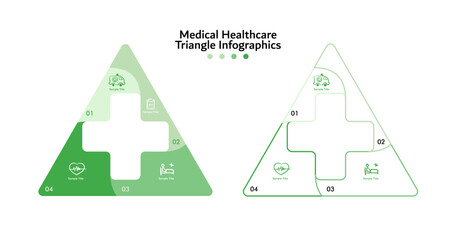 Medical healthcare vector infographics. Infographics for medical visuals, hospital or community health center presentation templates. Editable vector in 4 steps. infografphic triangle