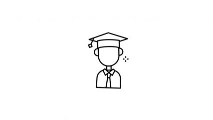 Linear faceless figure in graduation attire, ideal for educational designs like invitations, banners, and social media graphics celebrating academic achievements.