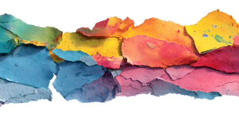 PNG Colorful torn paper collage elements, element set on transparent background