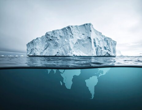 Polar Ice Cap Melts into a Submerged World Map Symbolizing Geopolitical Impact