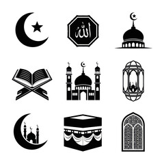 Obraz premium set of islamic icons vector image