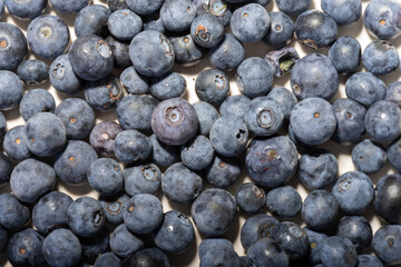 Top view of a large quantity of fresh blueberries.