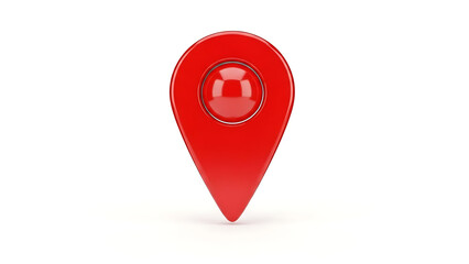 Shiny red map pin icon isolated on a clean white background for location services