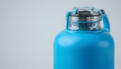 Vibrant blue insulated water bottle with clear lid