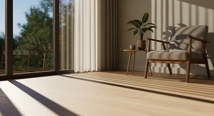 Interior tranquility and daylight ambiance in a cozy home with chair