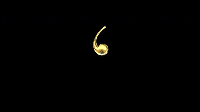 Gold single quotation mark, light reflecting and patterns shifting, alpha channel