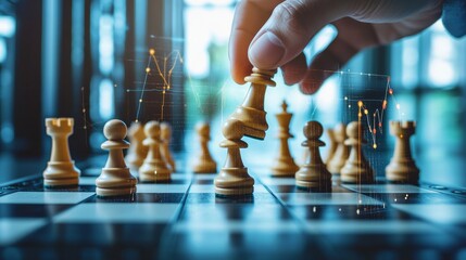 Holding a chess business concept illustration in hand