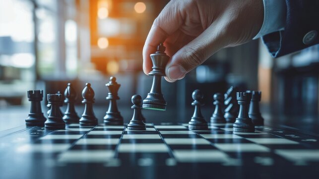 Holding a chess business concept illustration in hand