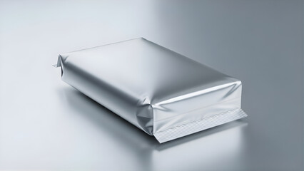 Shiny aluminum foil package isolated on white background