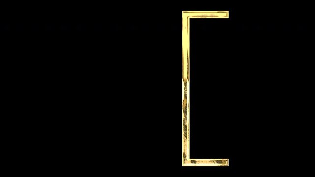 Gold opening brackets, light reflecting and patterns shifting, alpha channel