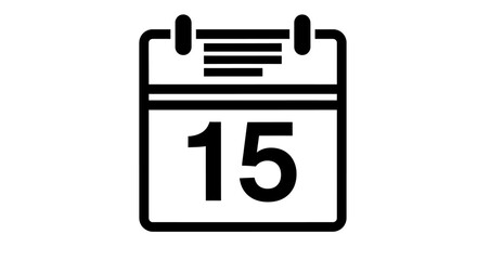 Calendar icon with the number 15 indicating a specific date.