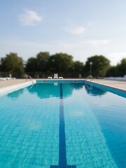 Serene Swimming Pool Scene Reflecting the Sky in Crystal-Clear Water
