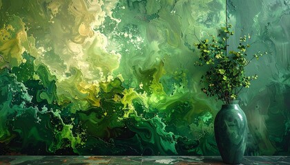 abstract fractal colorful green emerald olive clover lime marbled stone wall concrete cement grunge image paint background