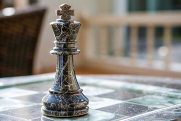 a marble chess piece on a marble table