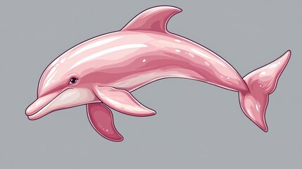 Jumping Pink Dolphin Illustration