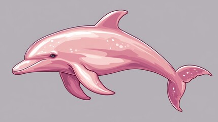 Jumping Pink Dolphin Illustration