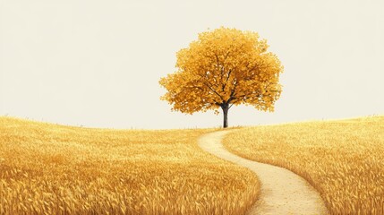 Autumn trees and ripe rice