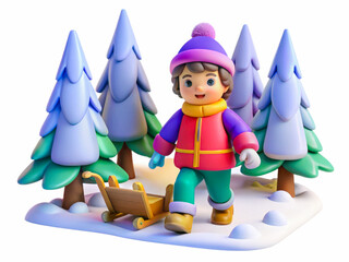 a small figure of a boy in the woods
