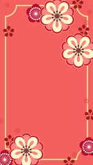 和風な、梅の花のかわいいテンプレート素材、縦型16:9サイズ