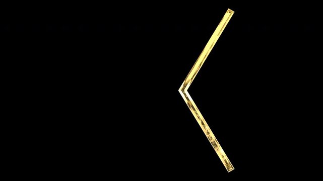 Gold opening angle brackets, light reflecting and patterns shifting, alpha channel