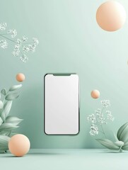 Phone in the romantic balloon background