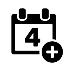 Obraz premium Add Event to Calendar Icon with Plus Sign and Date Number Four Vector