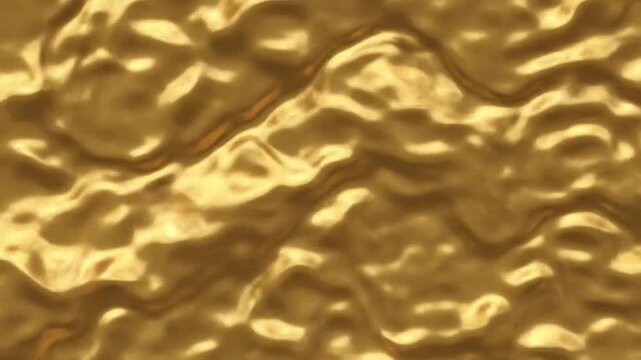 Golden liquid surface with wavy patterns and reflective light. Perfect for backgrounds, textures, and graphic designs.