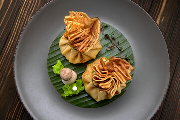 Maslenitsa pancakes with mushrooms food