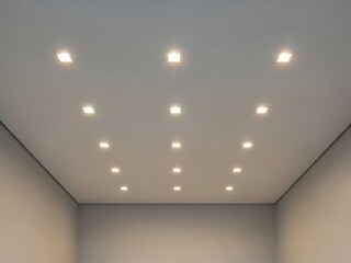 Contemporary ceiling with square embedded lights for modern architectural space