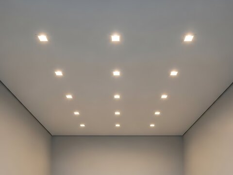 Contemporary ceiling with square embedded lights for modern architectural space - Powered by Adobe