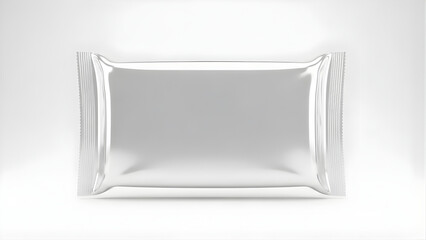 Shiny silver foil packet isolated on white background
