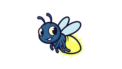 Obraz premium A cartoon bee flying with a happy expression in a simple white background