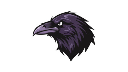 Obraz premium A profile illustration of a mysterious raven's head, showcasing its sharp beak and intense gaze.