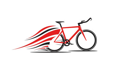 Fototapeta premium Red Bicycle in Motion with Dynamic Speed Lines